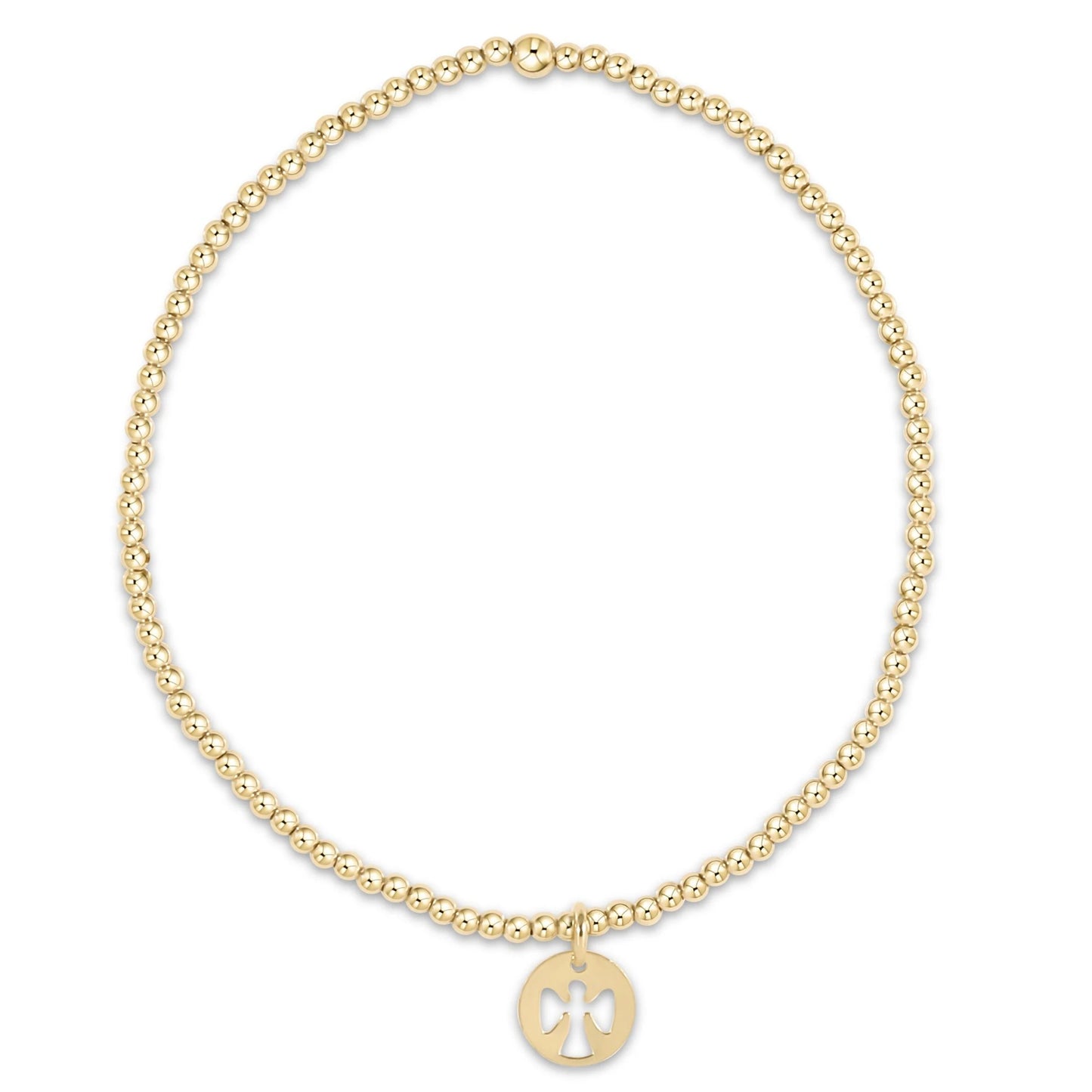 egirl classic gold 2m beaded bracelet guardian angel small gold disc