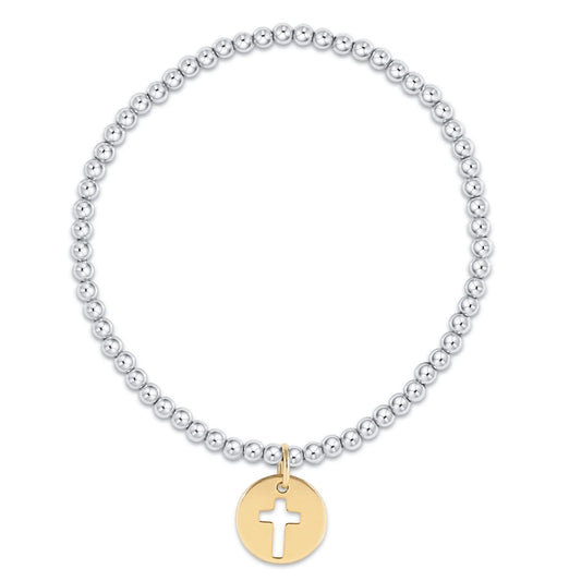 Classic Sterling mixed metal 3mm Bead Bracelet - Blessed Gold charm