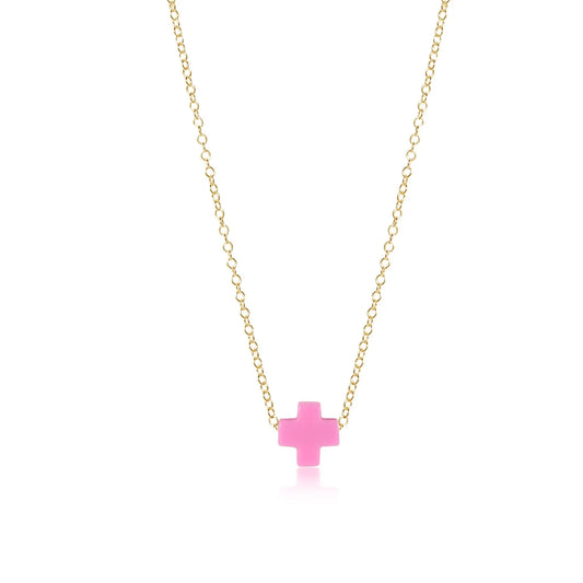 Egirl 14" necklace gold - signature cross bright pink