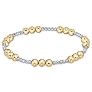 Classic Joy pattern 5 mm bead bracelet - mixed metal