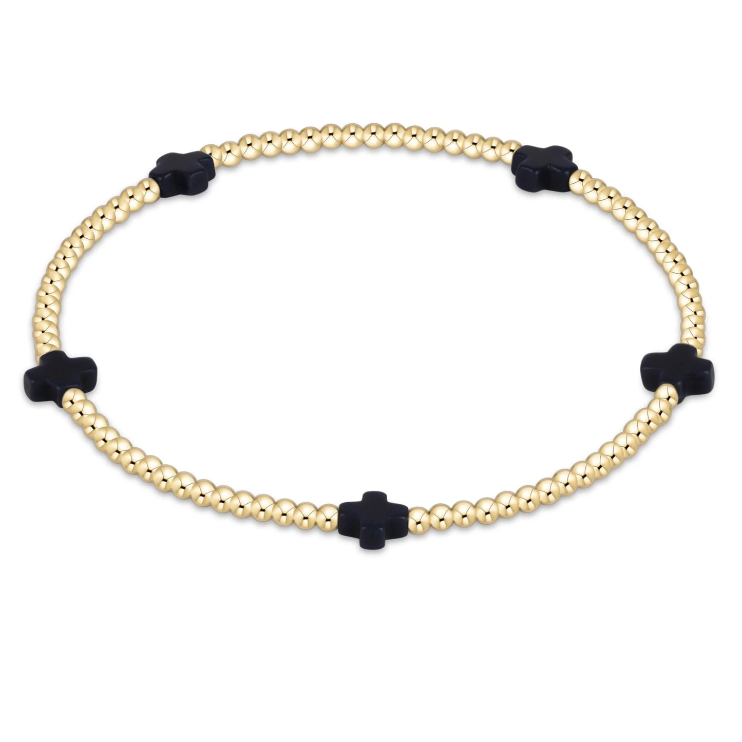 Signature Cross Small Gold Pattern 2mm Bead Bracelet - multiple colors