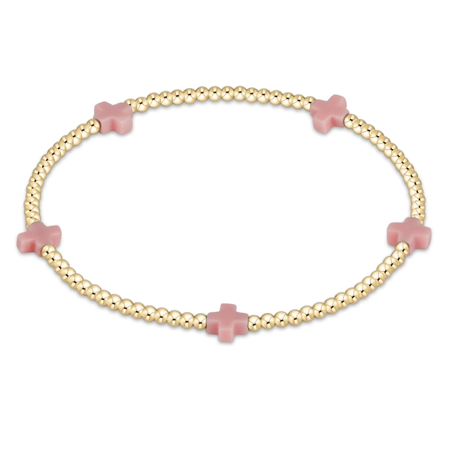 Signature Cross Small Gold Pattern 2mm Bead Bracelet - multiple colors