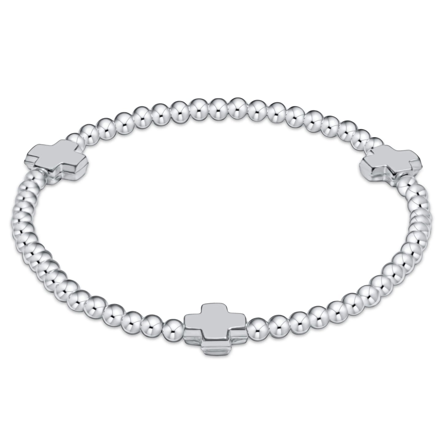 Signature Cross Sterling pattern 3mm Bead Bracelet