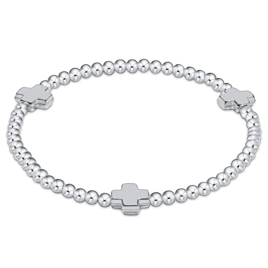 Signature Cross Sterling pattern 3mm Bead Bracelet