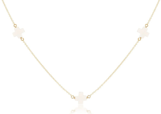15" Choker simplicity Chain Gold - Signature Cross Off-White