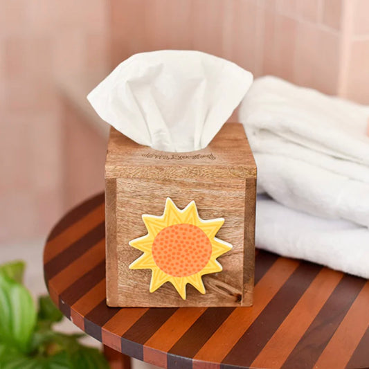 Mini wood 5" Tissue box