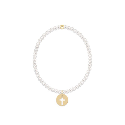 egirl Classic pearl 3mm bead bracelet - Blessed Gold Disc