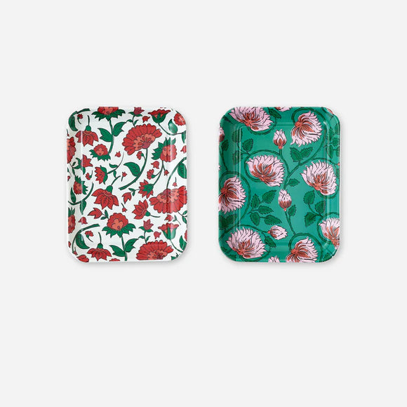 Enamel tray set of 2 Spice Trail