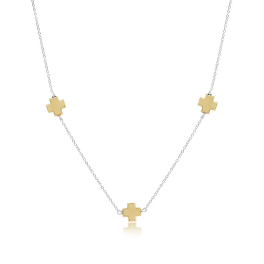 choker simplicity chain sterling mixed metal - signature cross gold