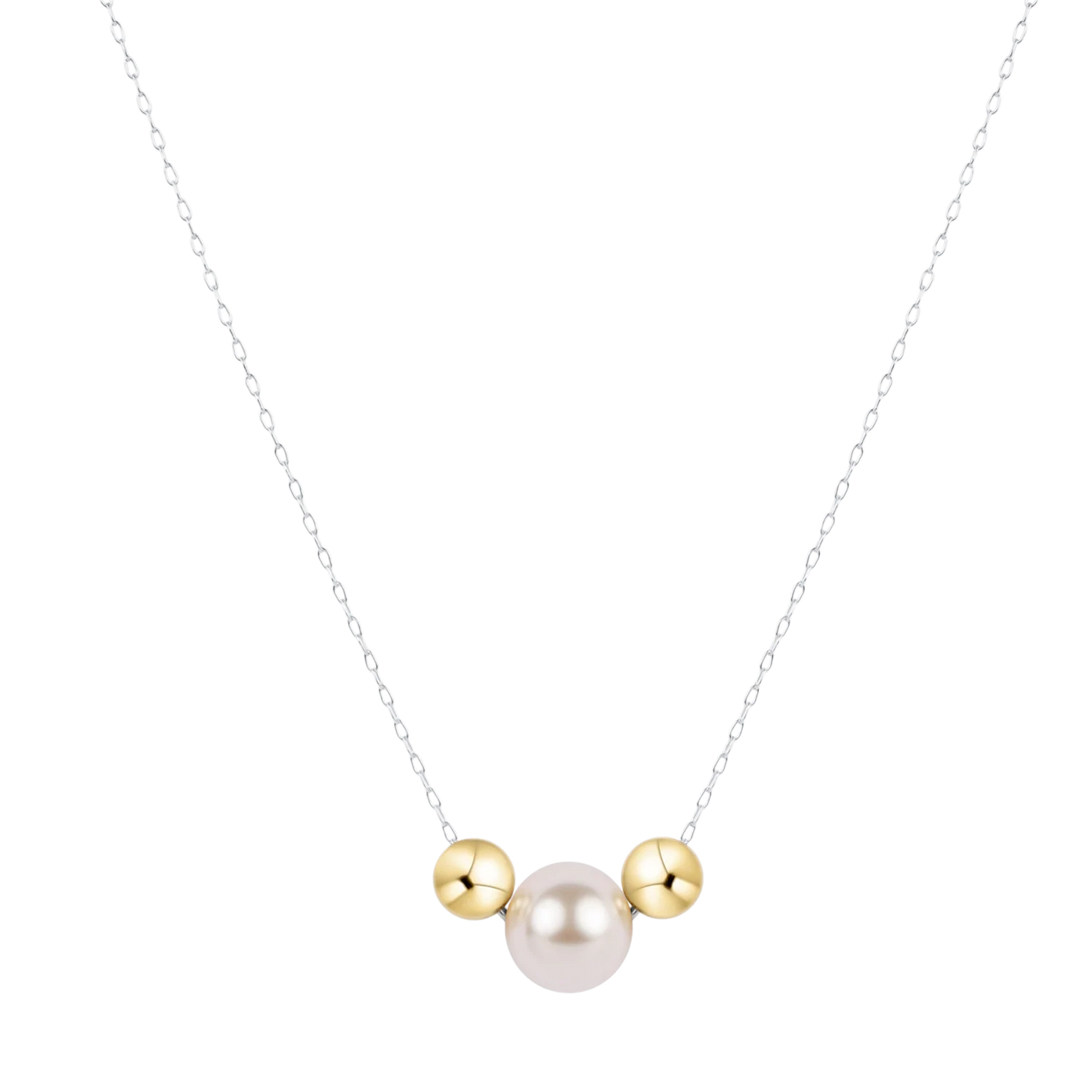 16" Necklace Mixed Metal - Purpose Gold Pearl