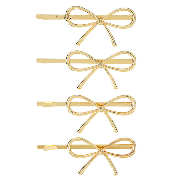 Hair Pins - Gold Bows - Set of 4