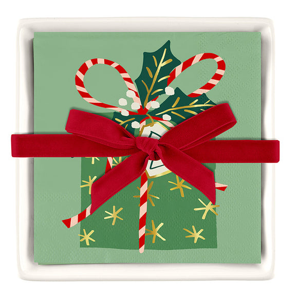 Ceramic Napkin Tray + Napkins - Present