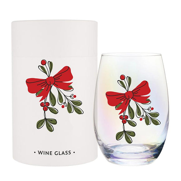 Wine Glass In Tube - Mistletoe