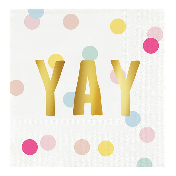Foil Beverage Napkins - Yay - 20ct