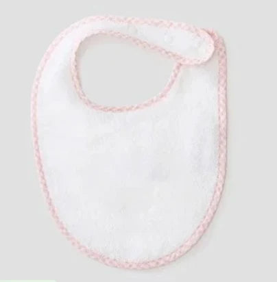 Bib Weezie pink gingham trim w/mono