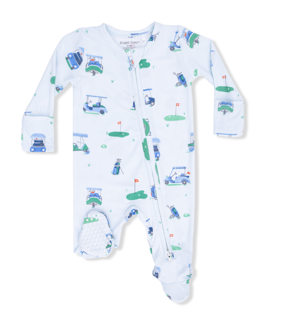 Vintage Golf Carts Blue - 2 Way Zipper Footie