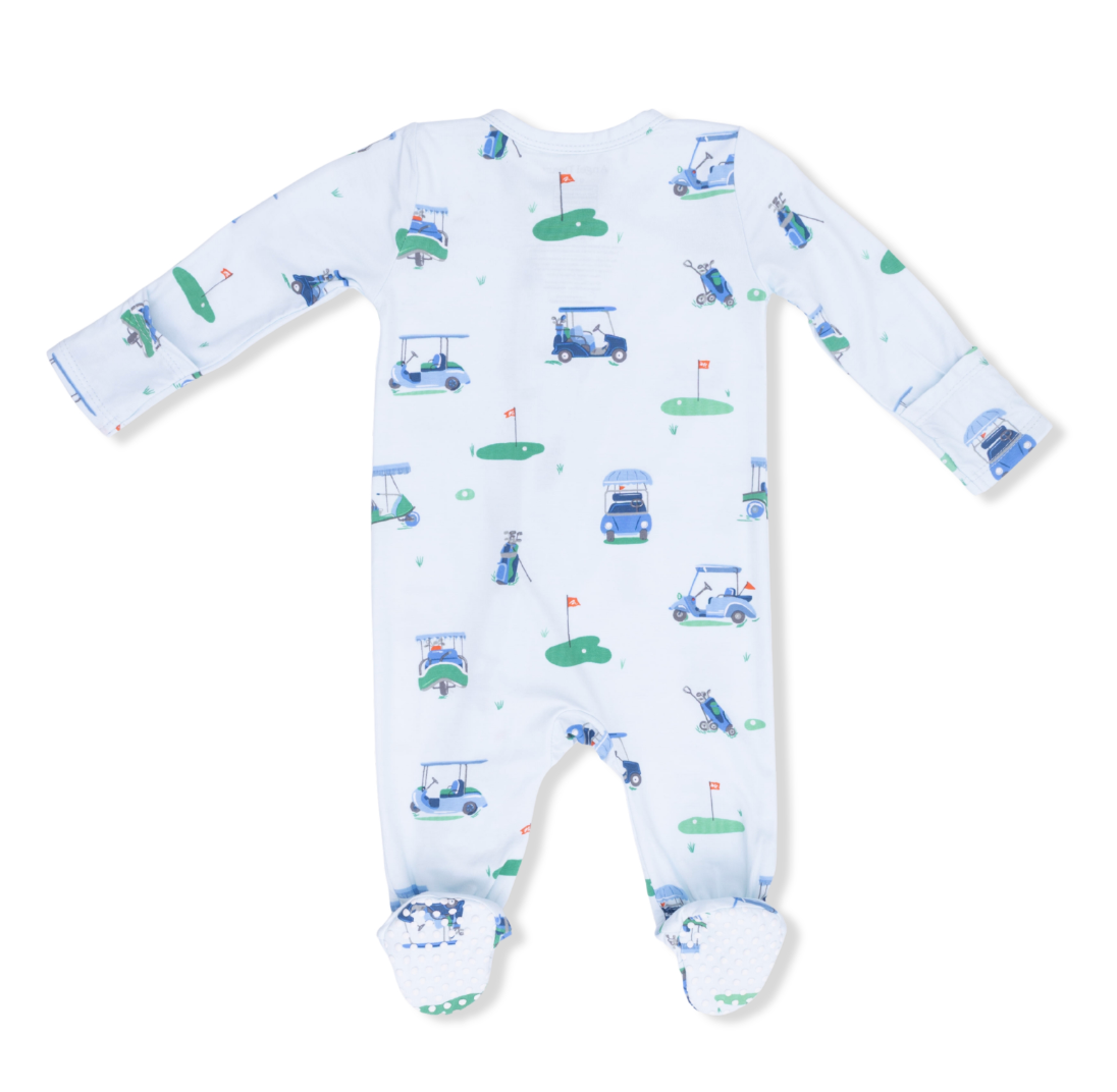 Vintage Golf Carts Blue - 2 Way Zipper Footie