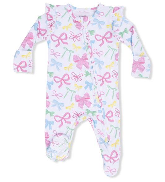 Sweet Bows - 2 Way Ruffle Sleeve Zipper Footie