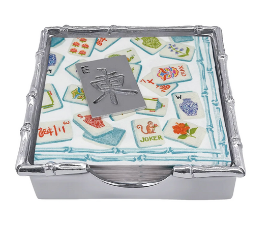 Mahjong Tile Bamboo Napkin Box Set