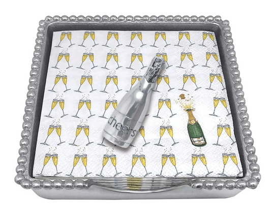 Champagne Bottle Beaded Napkin Box