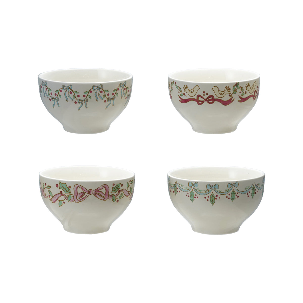 Bowl with Bows. - 4-1/2" Round x 2-3/4"H Stoneware