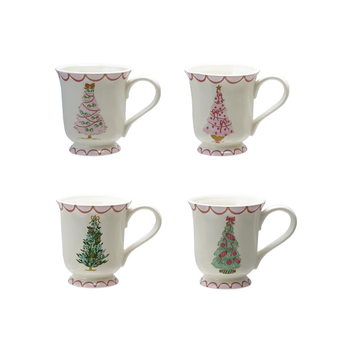 12 oz. Stoneware Mug with Christmas Tree, 4 Styles ©