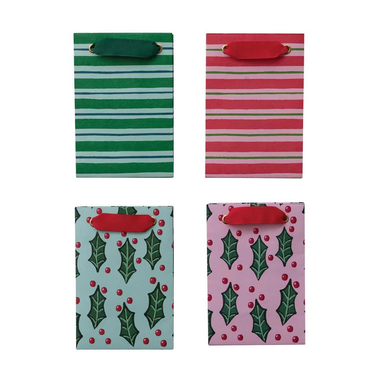 Paper Gift Bag with Grosgrain Ribbon Handles, 4 Styles ©Handmade recycled