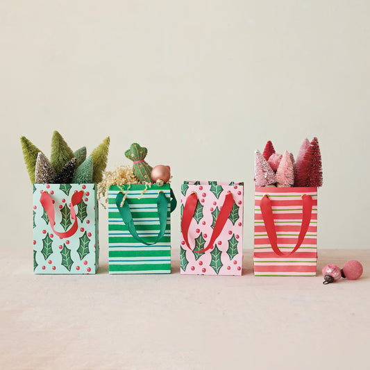Paper Gift Bag with Grosgrain Ribbon Handles, 4 Styles ©Handmade recycled