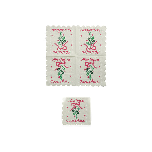 "Mistletoe Wishes" (Paper Scalloped Napkins Contains 50 Folded Pieces) ©