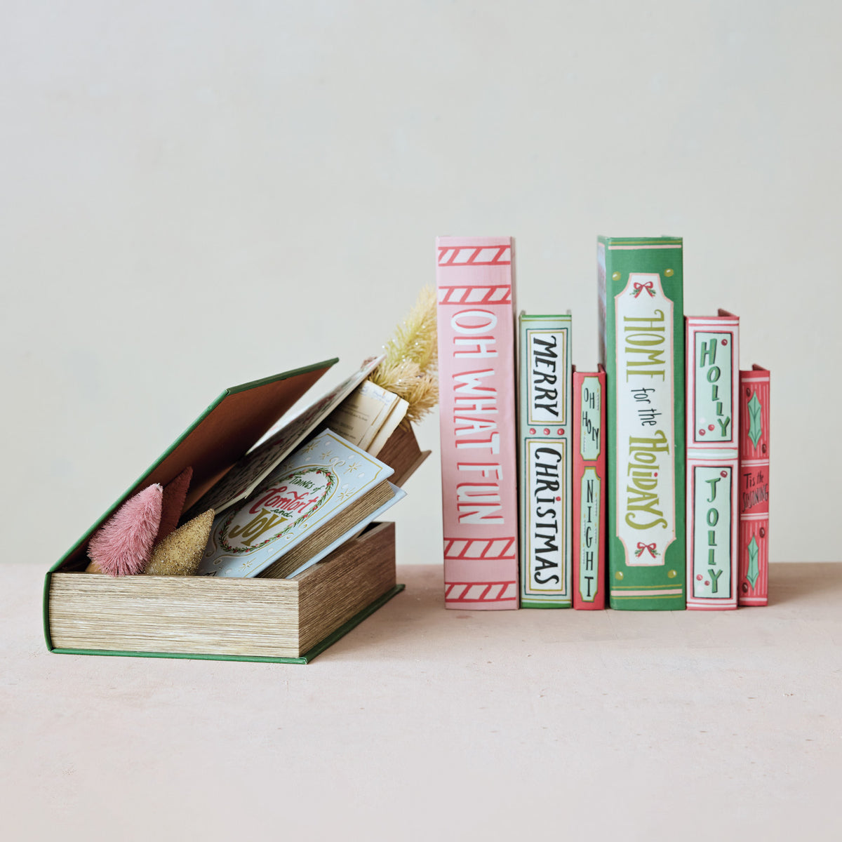MDF & Canvas Book Storage Boxes, Set of 3, 3 Styles ©