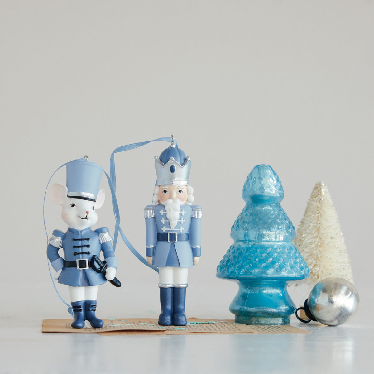 Resin Soldier Ornament, Blue, White & Silver Finish, 2 Styles