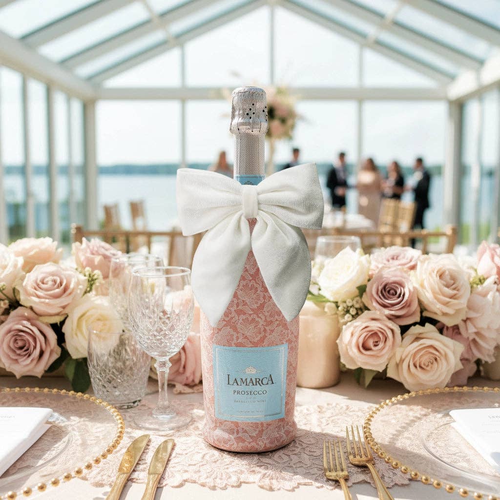 White Velvet Bottle Bow