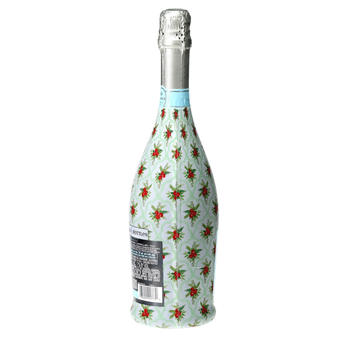 Limited Edition Scalloped Christmas Berries Prosecco Bottle Wrap