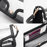 Solid Faux Leather Transparent Rectangle Shoulder Bag