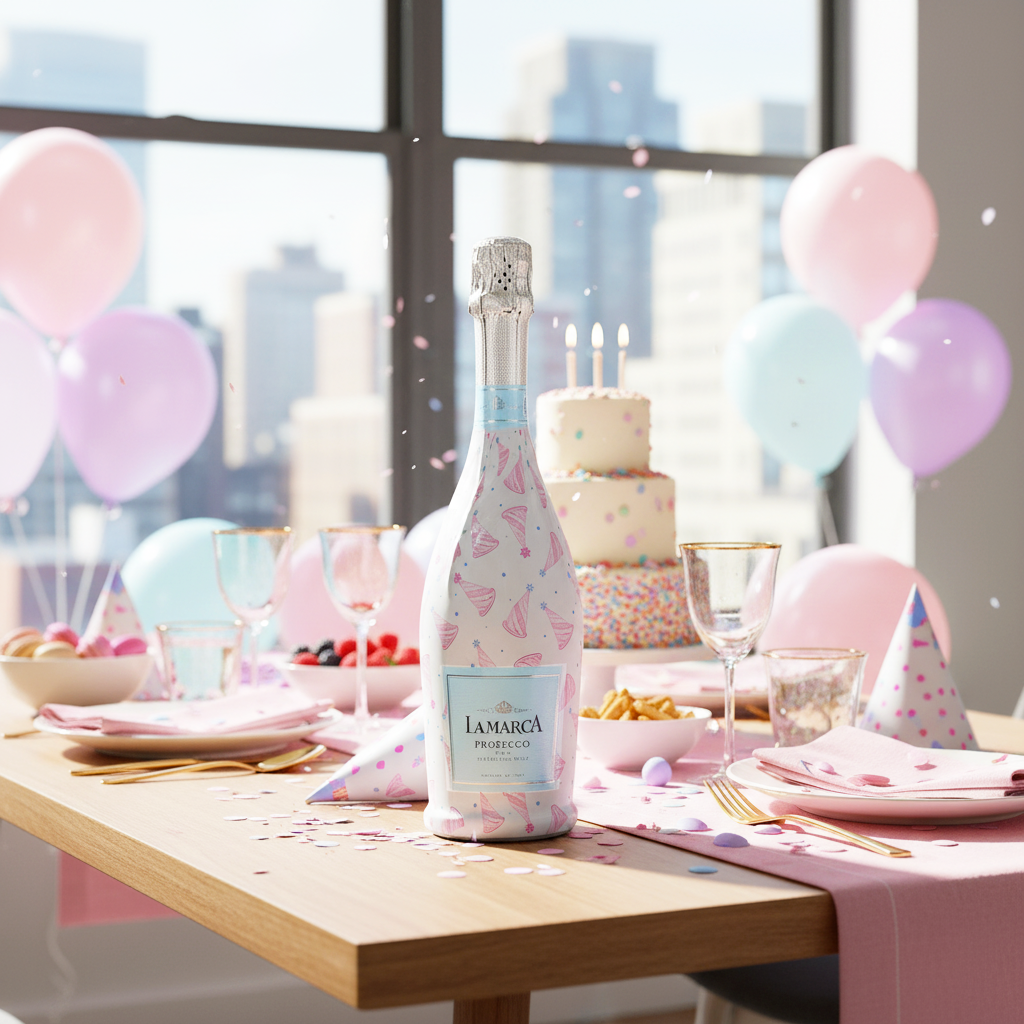 Pastel Birthday Party Hats Prosecco Bottle Wrap
