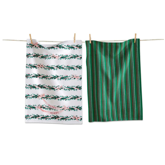 VERY MERRY GARLAND DISHTOWEL S/2