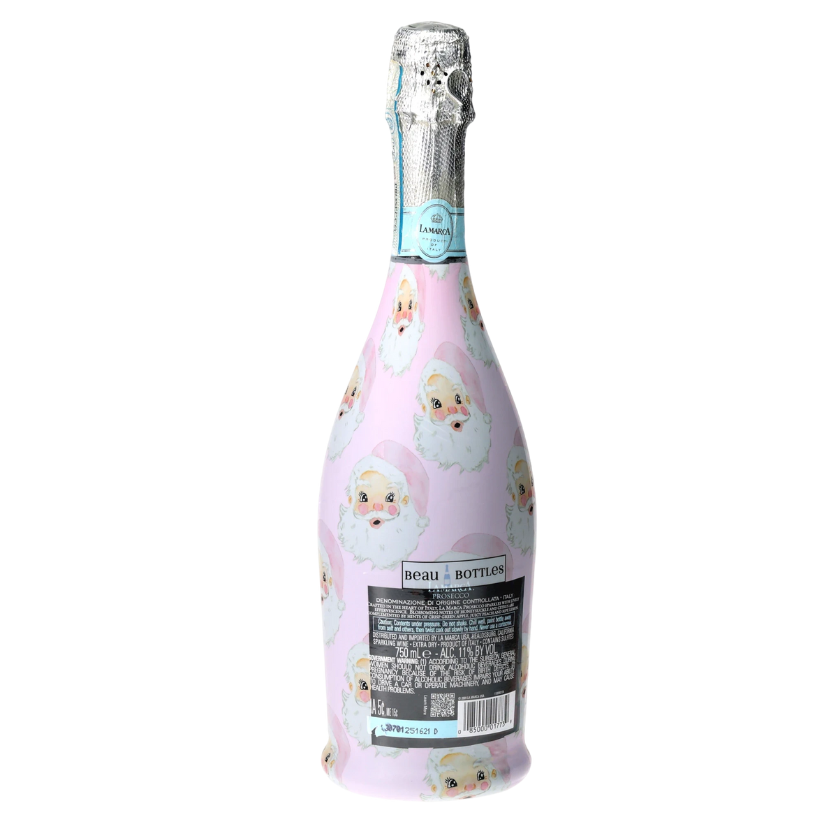 Limited Edition Watercolor Pink Santa Prosecco Bottle Wrap