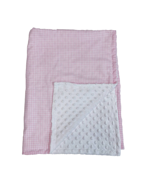 Pink Gingham Minky Dot Blanket 