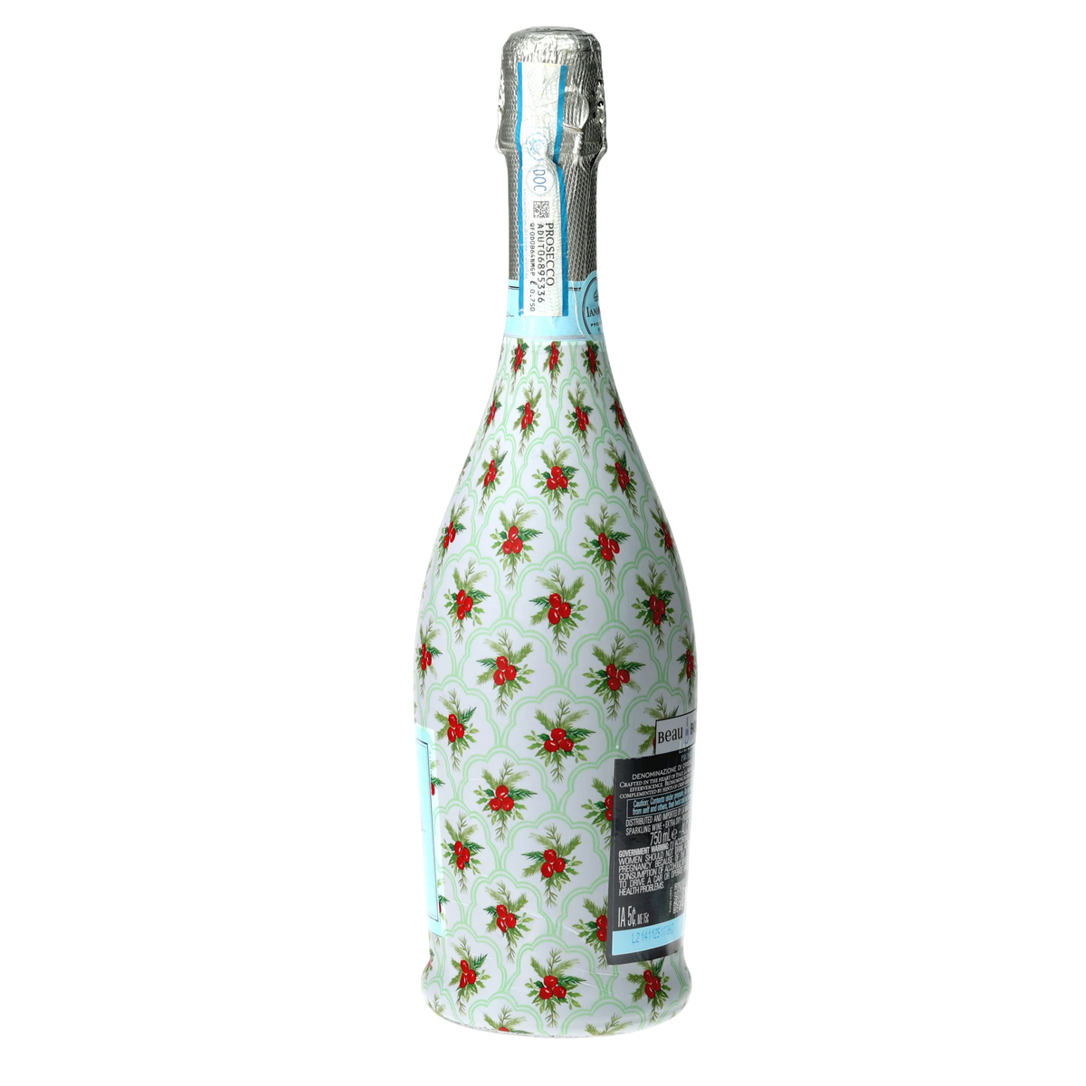 Limited Edition Scalloped Christmas Berries Prosecco Bottle Wrap