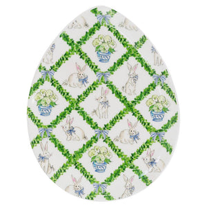 9" Boxwood Trellis Ceramic Egg Plate Easter Rosanne Beck
