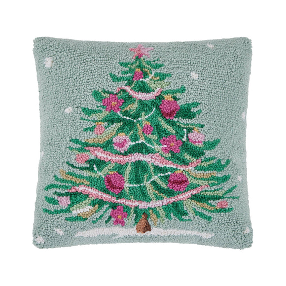 Pink & Green Christmas Tree Hook Pillow