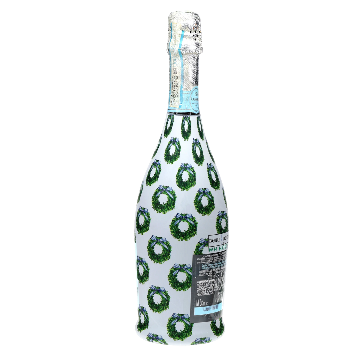 WH Hostess Boxwood Wreaths Prosecco Bottle Wrap
