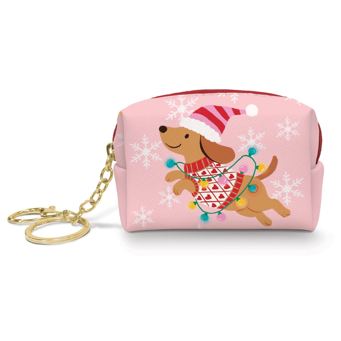Cheery Christmas Dog Key Chain Pouch