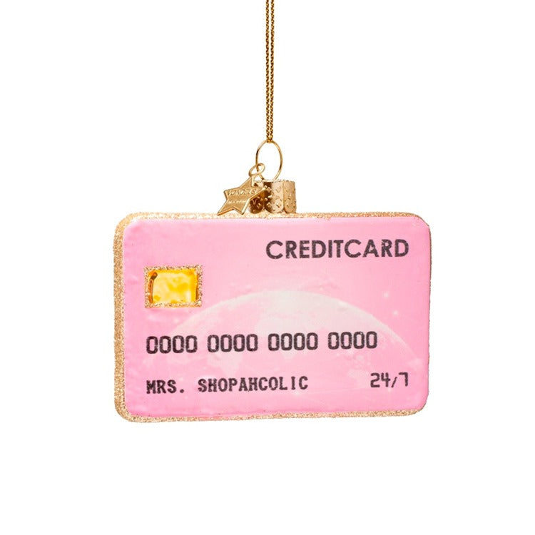 Ornament glass pink opal creditcard