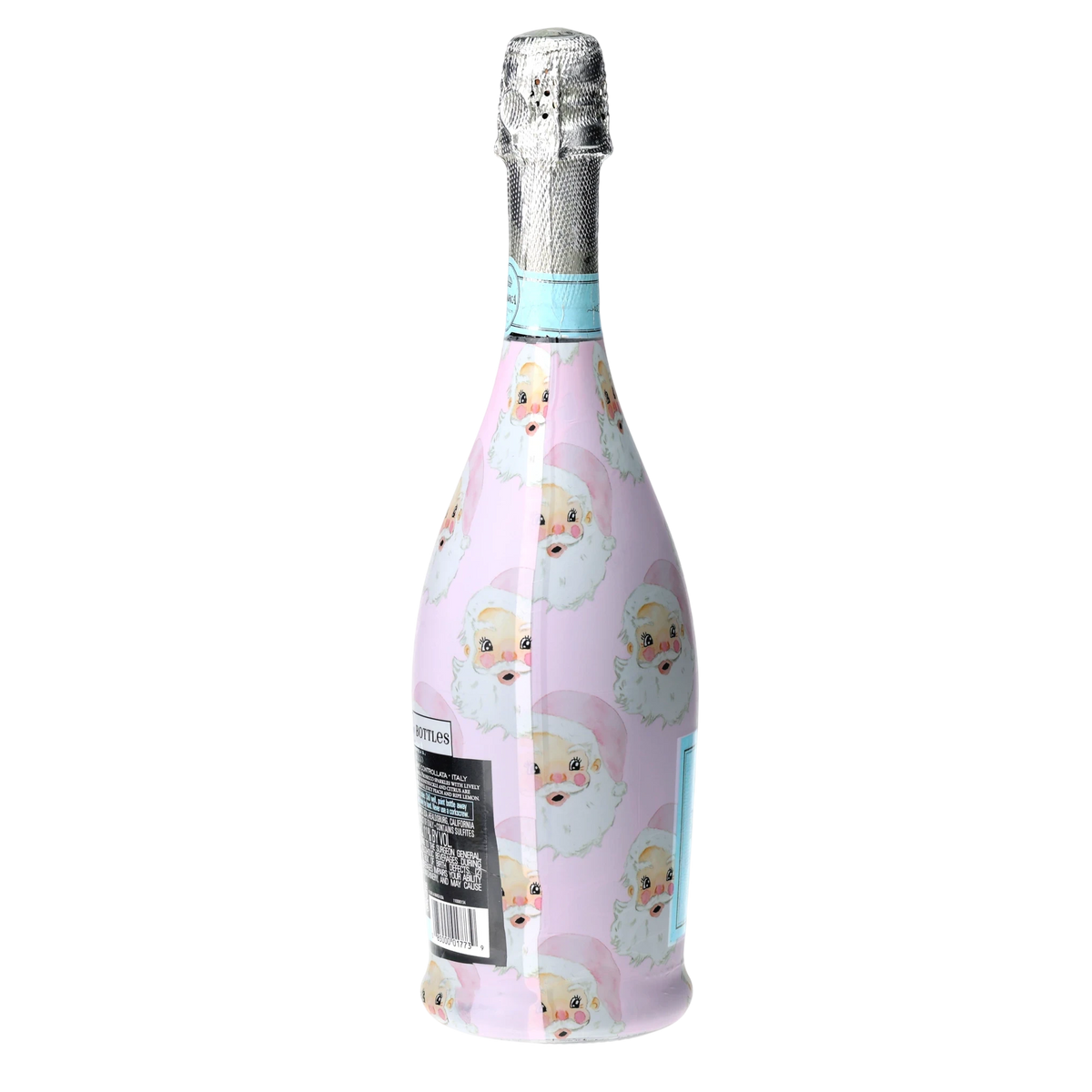 Limited Edition Watercolor Pink Santa Prosecco Bottle Wrap