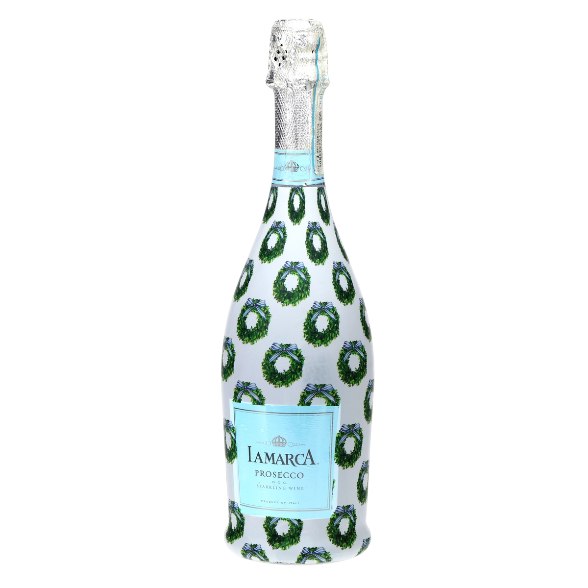 WH Hostess Boxwood Wreaths Prosecco Bottle Wrap