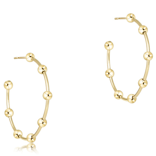 Beaded Simplicity 1" gold post hoop - 4mm
