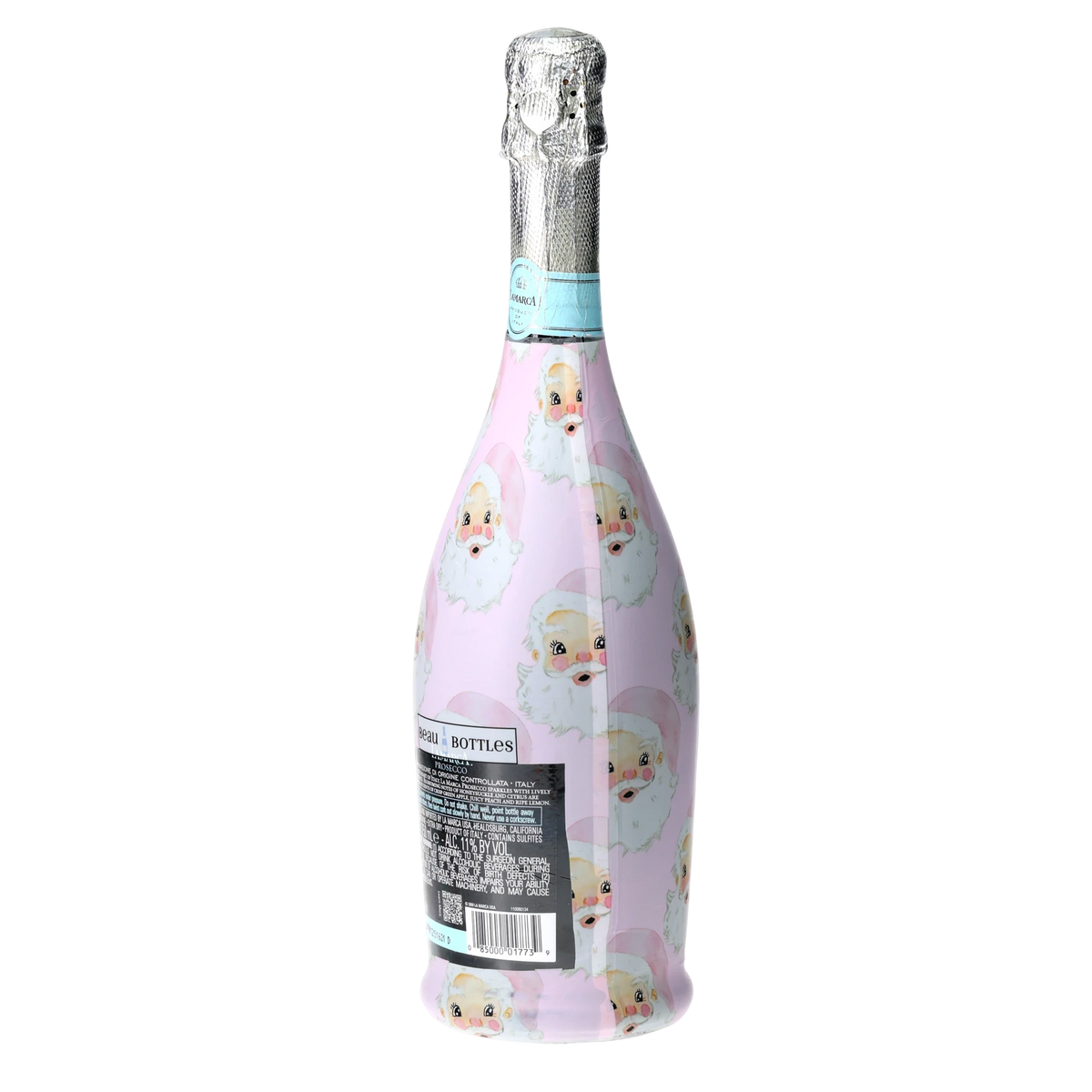 Limited Edition Watercolor Pink Santa Prosecco Bottle Wrap