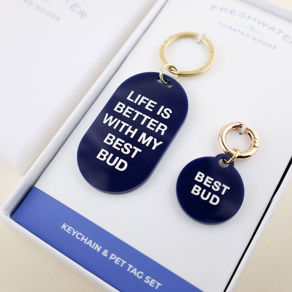 Best Bud Keychain & Pet Tag Gift Set