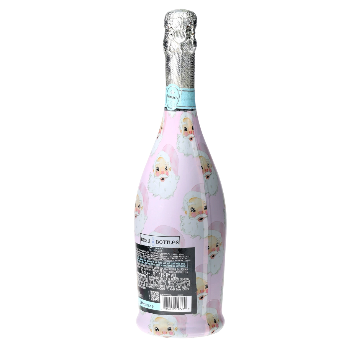 Limited Edition Watercolor Pink Santa Prosecco Bottle Wrap